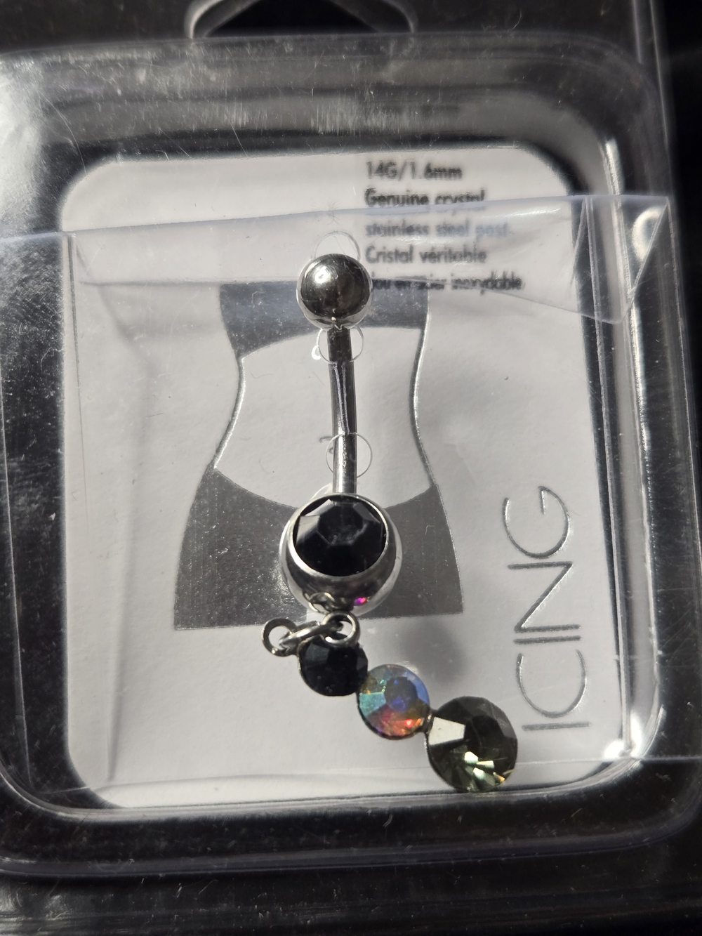 Dangling Crystal Belly Button Ring 14G/1.6mm NWT Sealed
